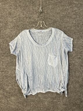 Scandal Top Womens Medium? Blue Tie Hem Lagenlook Made In Italy Short Sleeve